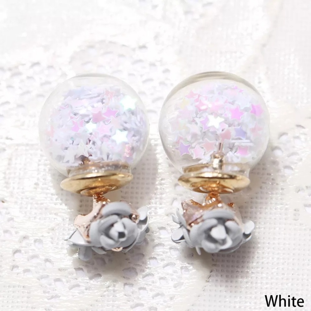Crystal Ball Double-sided Star Flow Earings Glass